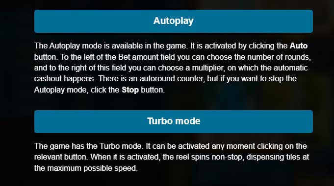 Tile Master slot game autoplay and turbo mode